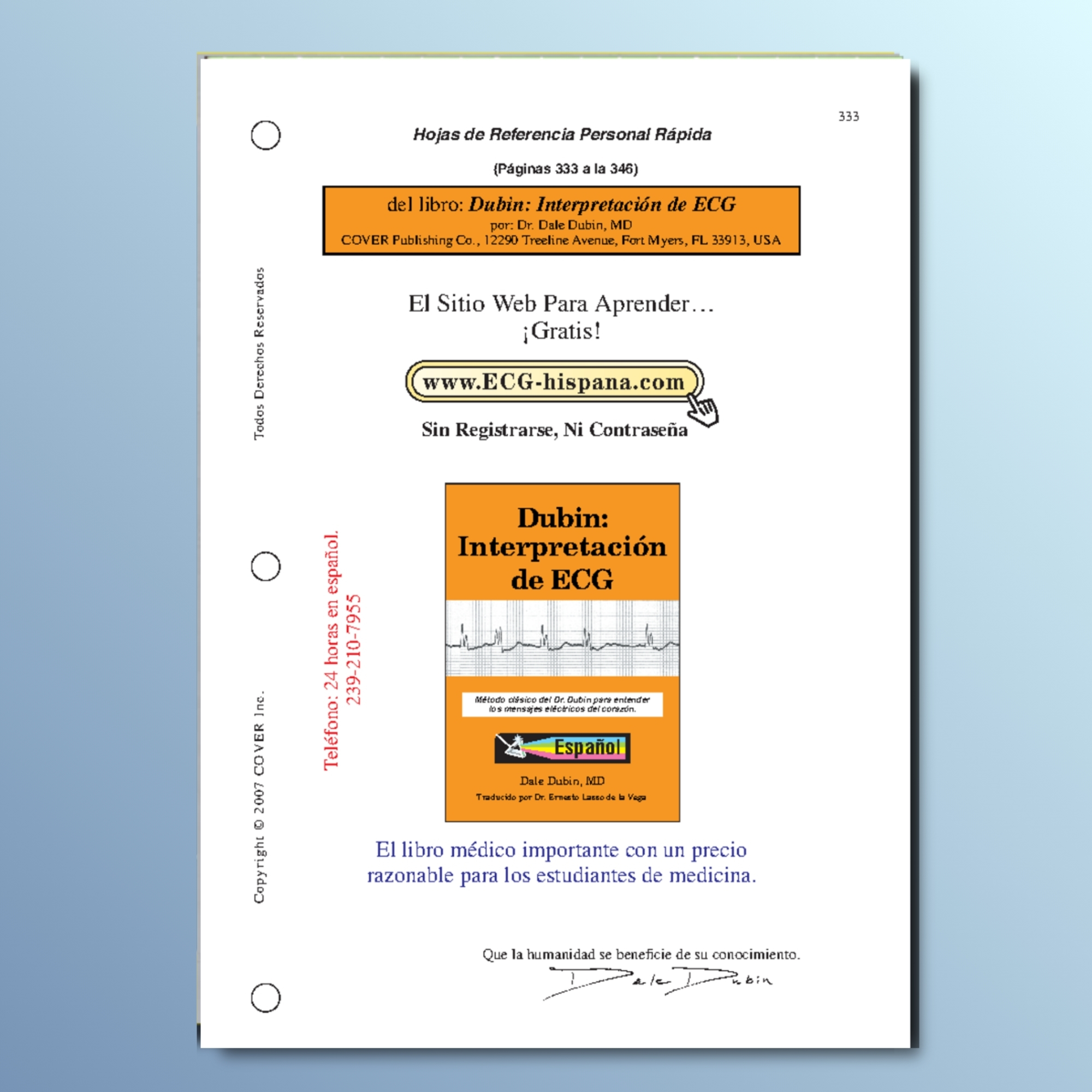 Interpretación del ECG de Dubin – hojas de referencia