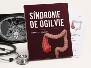 Serie de 10 tarjetas visuales sobre el síndrome de Ogilvie